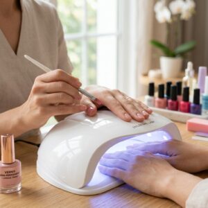 Dépose + Nouvelle pose de vernis semi-permanent (tenue environ 2 semaines)